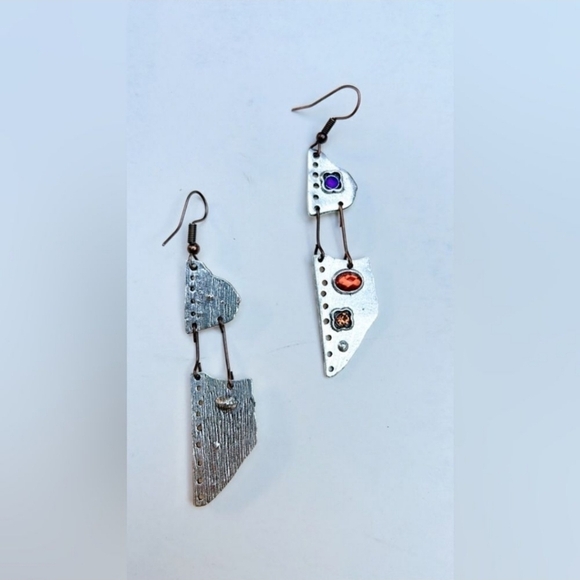 Free People Geo Dangle  Earrings  Silver   - Picture 3 of 5